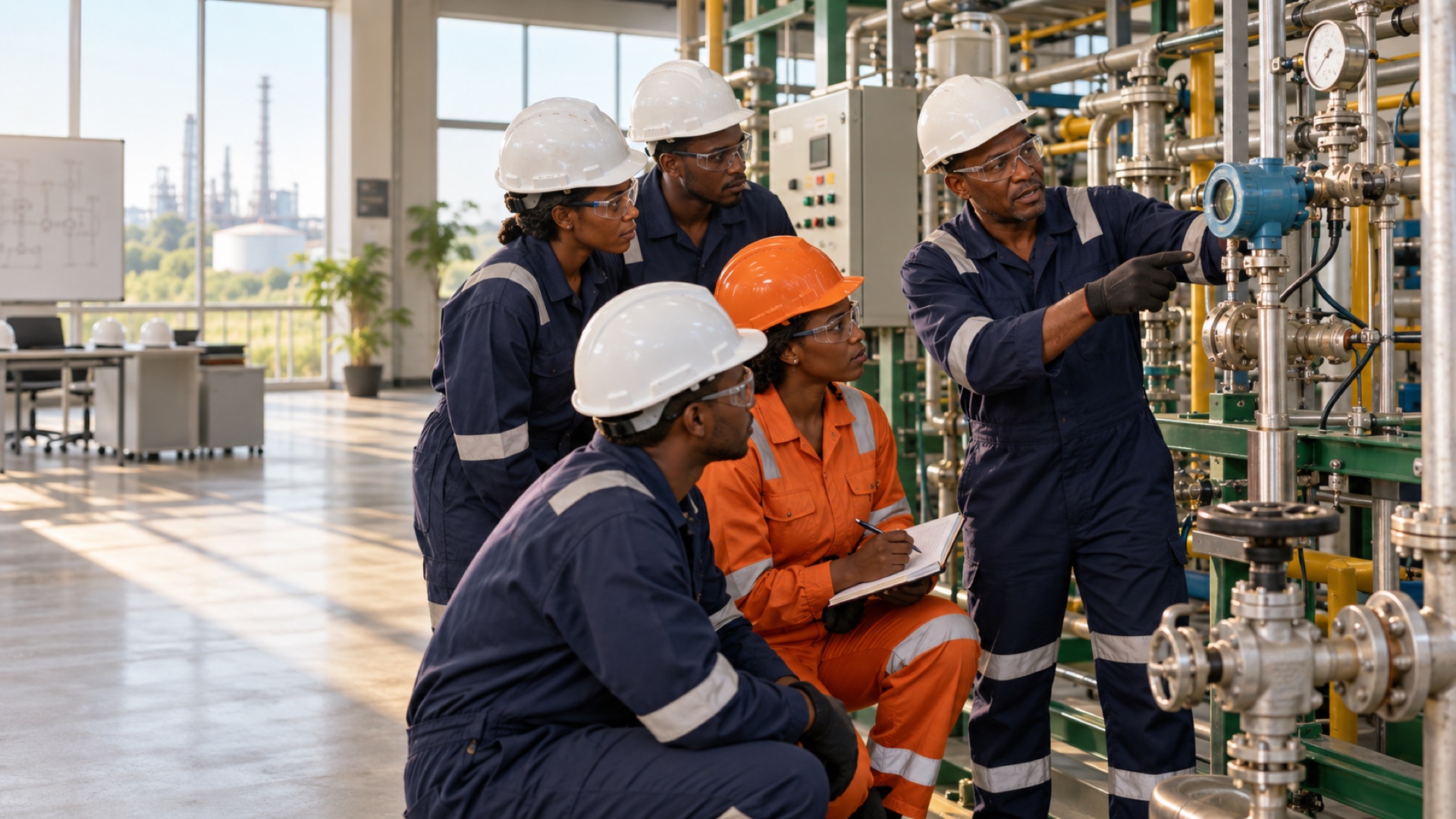 Nigerian engineers receiving practical process equipment training